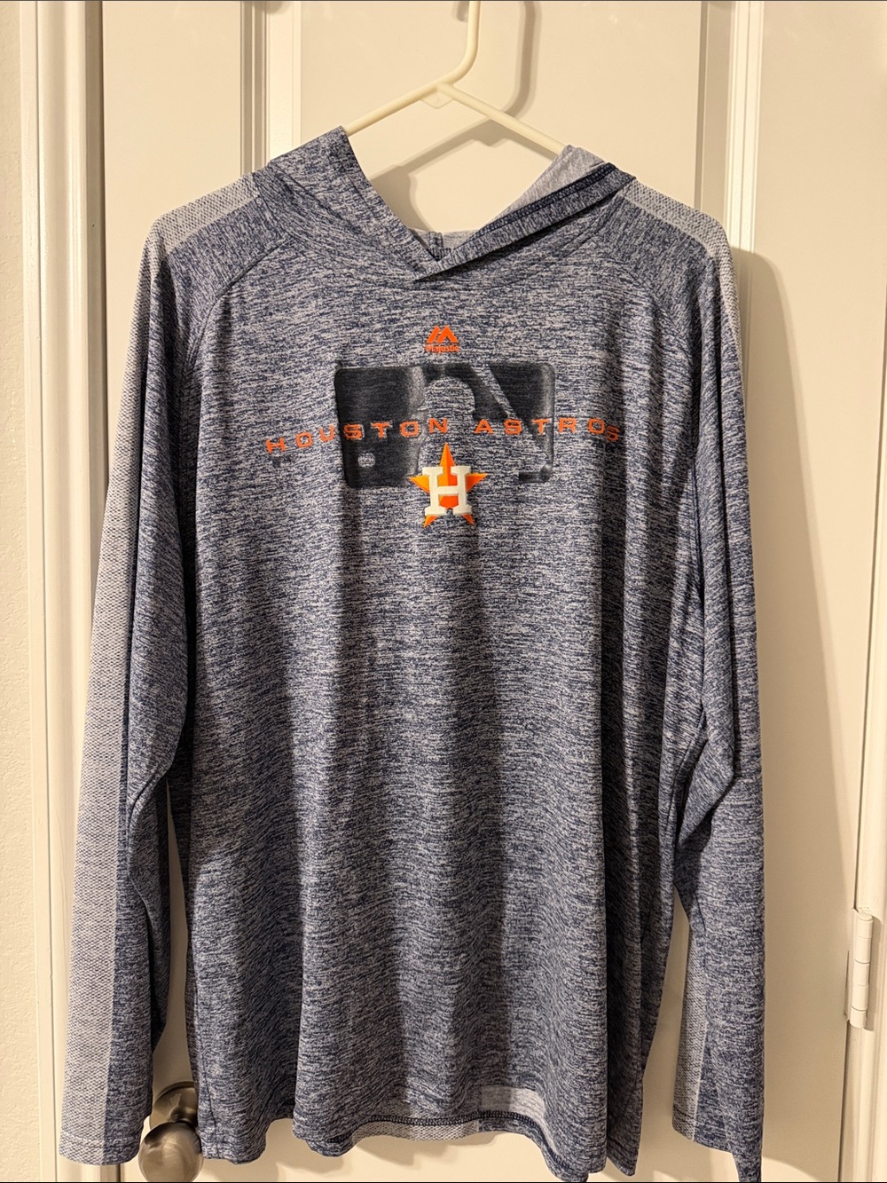 Majestic Heathered Navy Houston Astros Crewneck Hooded Sweatshirt